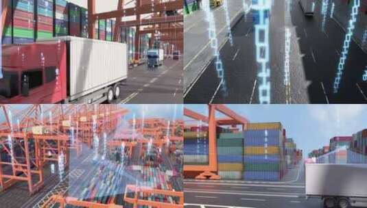 国际贸易交通运输货车飞机轮船运输高清AE视频素材下载