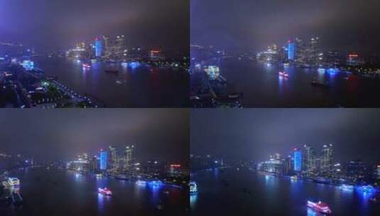 上海黄浦江夜景航拍风光高清在线视频素材下载
