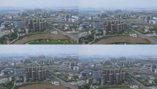 4K广东佛山三龙湾三山新城港口路直飞航拍高清在线视频素材下载
