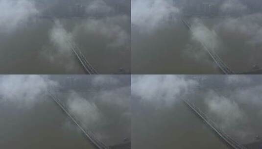 云层下的朝阳大桥高清在线视频素材下载