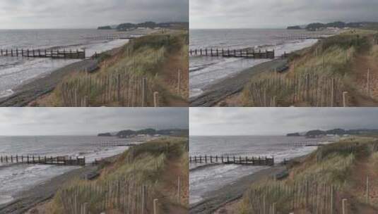 航拍海岸边的景观高清在线视频素材下载
