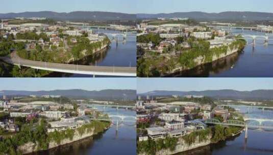 河边城市建筑全景高清在线视频素材下载
