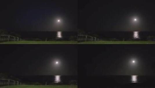 海上升起的明月高清在线视频素材下载