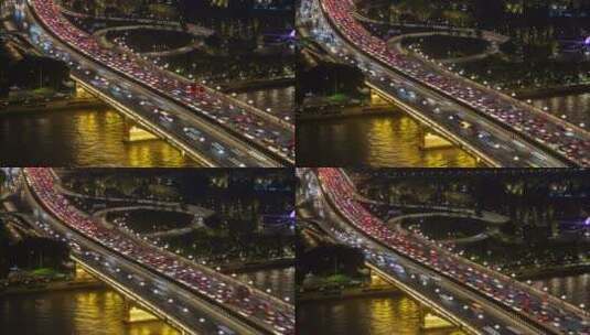 广州高速公路夜景延时摄影高清在线视频素材下载
