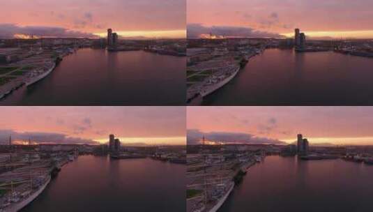 格丁尼亚港的鸟瞰高清在线视频素材下载