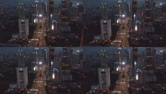 夜晚城市摩天大楼景观高清在线视频素材下载