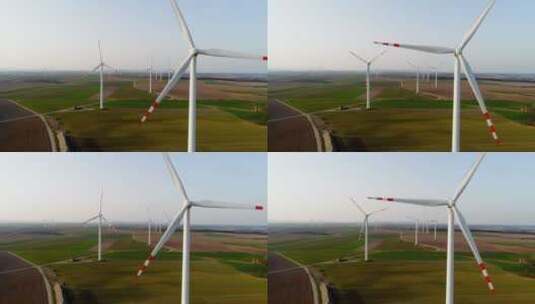 农田中的风力发电机高清在线视频素材下载