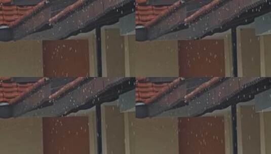 屋顶雨滴滴落高清在线视频素材下载