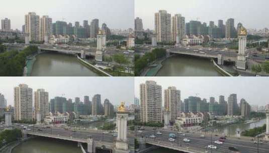 上海普陀区武宁路全景武宁桥4K航拍高清在线视频素材下载