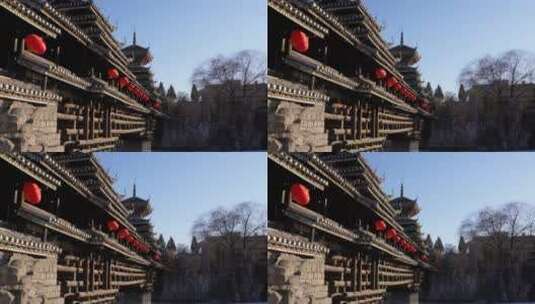 中华民族园侗族侗寨建筑高清在线视频素材下载