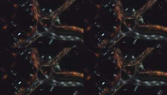 夜间城市交通的鸟瞰高清在线视频素材下载