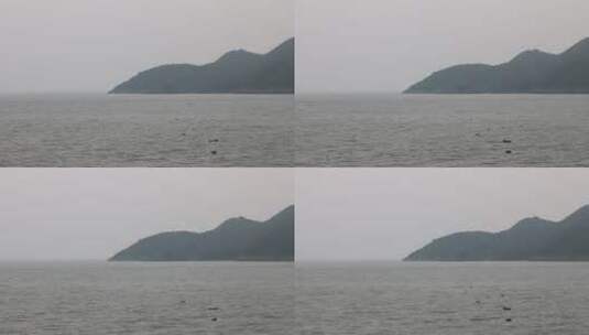 阴天海平面和海岛画面高清在线视频素材下载