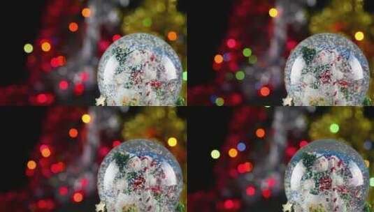 后面有散焦灯的圣诞玻璃球高清在线视频素材下载