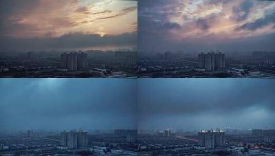 上海城市傍晚日转夜延时高清在线视频素材下载