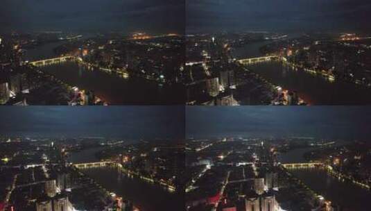 航拍衡阳石鼓湘江城市夜景高清在线视频素材下载