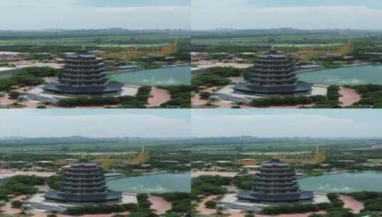 航拍湖北荆州方特东方神画高清在线视频素材下载