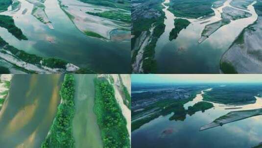 4K航拍渭河流域生态自然高清在线视频素材下载