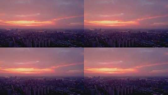 安徽蚌埠城市晚霞航拍4k高清在线视频素材下载