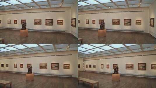 博物馆中的油画高清在线视频素材下载