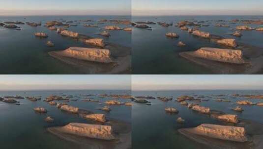 青海乌素特水上雅丹地貌日落自然风光高清在线视频素材下载