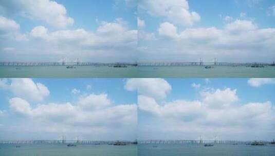 泉州湾跨海大桥延时摄影海上大桥大海桥梁高清在线视频素材下载