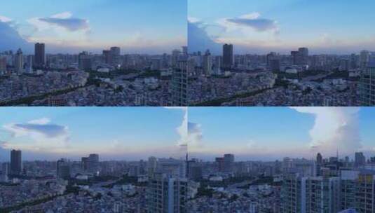 广州市区密集建筑与蓝天云朵风光航拍高清在线视频素材下载