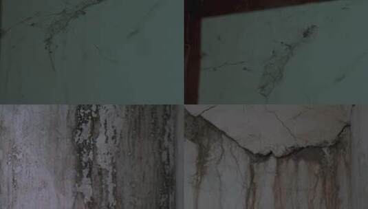 蜘蛛网破败建筑恐怖断壁残垣发霉墙壁废弃高清在线视频素材下载