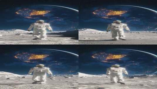 一个孤独的宇航员走向地球高清在线视频素材下载