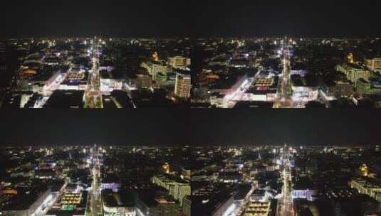 浙江杭州城市夜景交通航拍高清在线视频素材下载