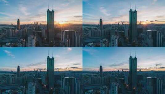 深圳城市风光日落延时高清在线视频素材下载