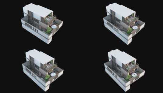 洋房建筑模型多方位展示高清在线视频素材下载
