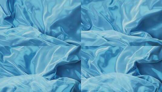 流动飘舞的蓝色光泽布料3D渲染高清在线视频素材下载