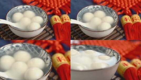 中国传统节日元宵节吃汤圆4K高清在线视频素材下载