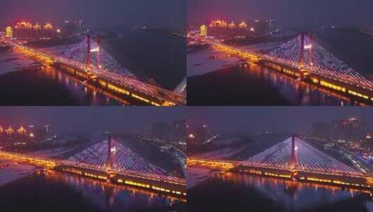 航拍吉林市临江门大桥高清在线视频素材下载