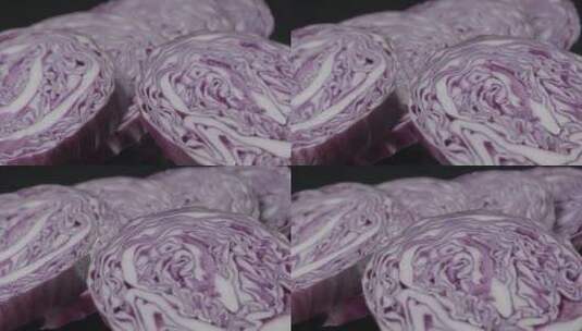 紫甘蓝营养健康蔬菜微距拍摄LOG高清在线视频素材下载