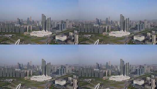 航拍江苏南京河西新城CBD建筑景观高清在线视频素材下载