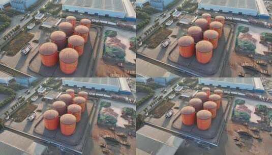 航拍漳州港重工业化工石油仓储存储罐高清在线视频素材下载