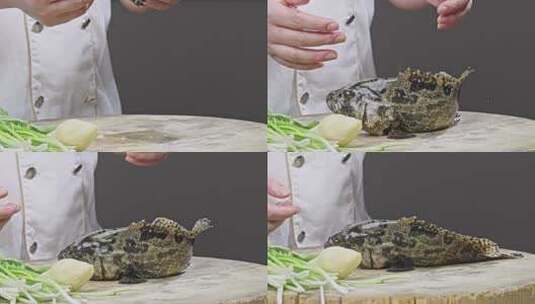 厨师制作清蒸石斑鱼高清在线视频素材下载