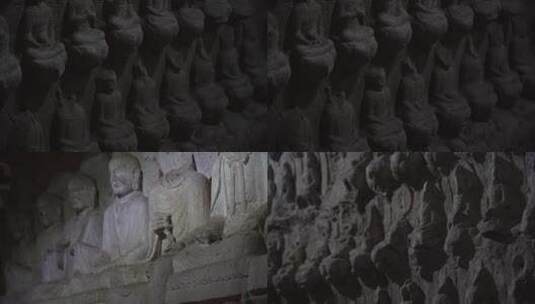 大足石刻北山石刻十六罗汉龛高清在线视频素材下载