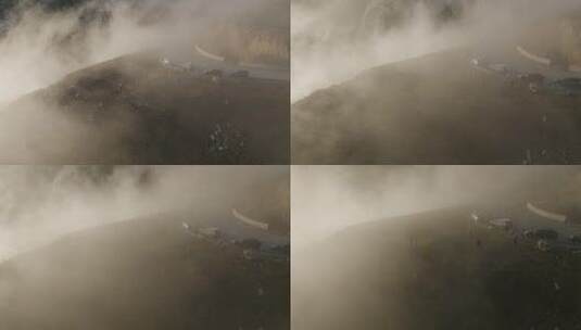 雪山上流动的云海瀑布高清在线视频素材下载