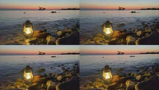 烟台长岛大黑山岛海上日落夕阳摄影高清在线视频素材下载