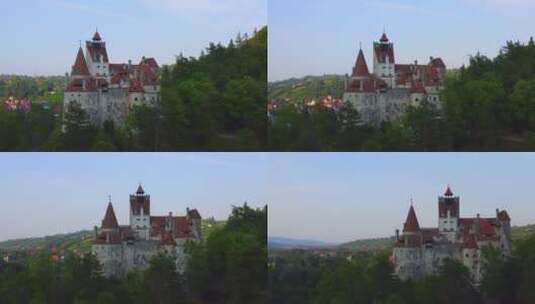 布兰城堡的航拍，2019年夏天在罗马尼亚高清在线视频素材下载