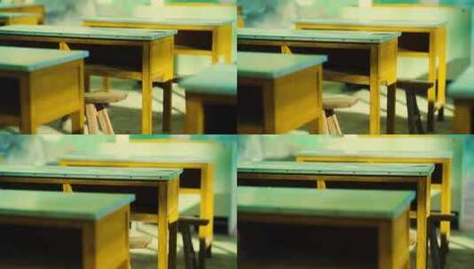 老年代的课桌椅高清在线视频素材下载