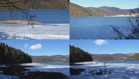 冬天结冰湖面高清在线视频素材下载