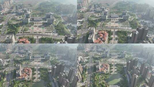 资阳市雁江区人民政府航拍市民广场俯拍建筑高清在线视频素材下载