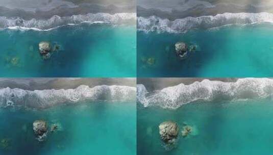 加勒比海滩上的无人机高清在线视频素材下载