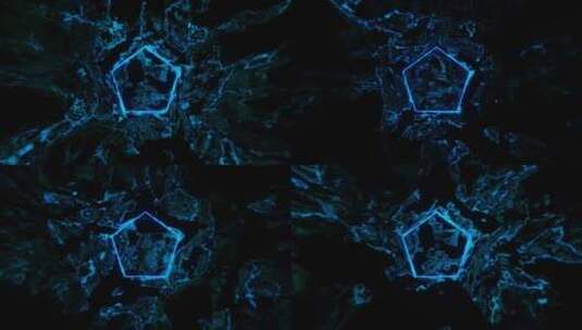 青色五边形液体效果背景循环动画高清在线视频素材下载