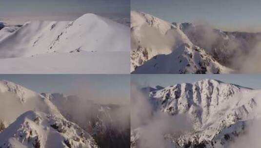 航拍雪山雪景大气片头唯美风景高清在线视频素材下载