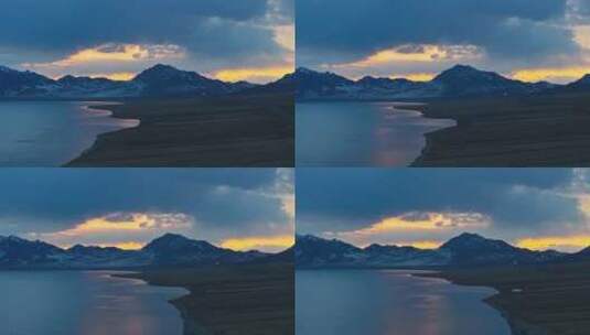 航拍雪山湖泊自然风光高清在线视频素材下载