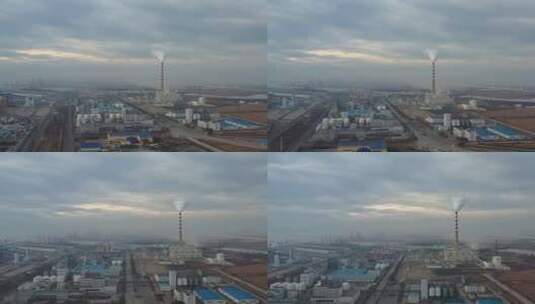 航拍辽宁丹东港口工业基地高清在线视频素材下载